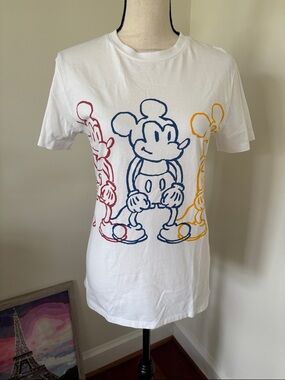 Disney White Mickey Mouse Triple Outline Graphic Tee Small